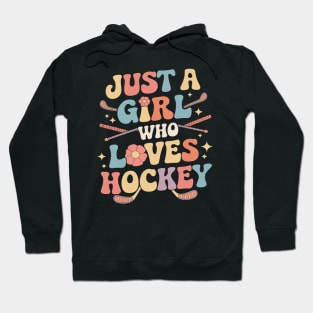 Just A Girl Who Loves Hockey Groovy Hockey Girl Hoodie
